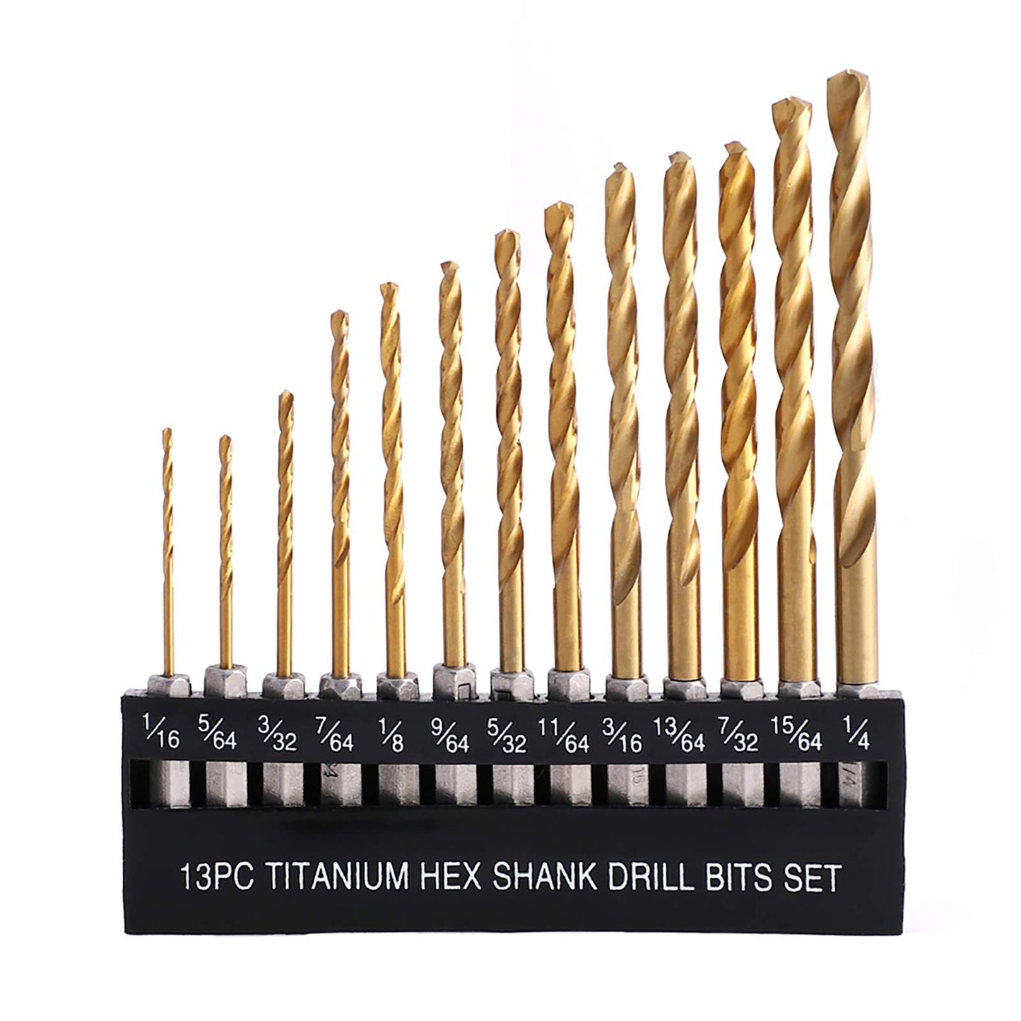 13Pcs Hex Shank Titanium-Plated Drill Set